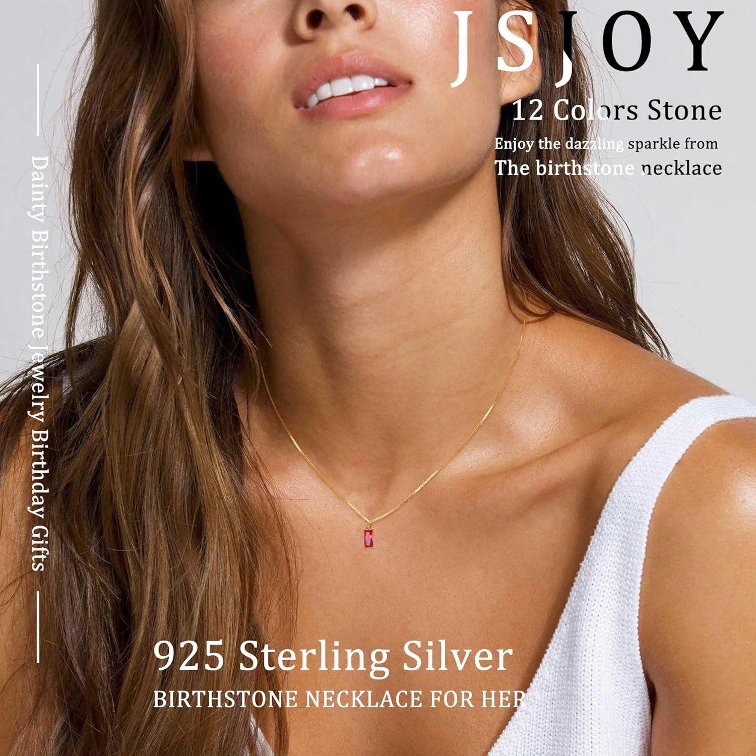 JSJOY S925 Birthstone Necklaces for Women Dainty Gold Emerald Green Necklace Sterling Silver Birthday Gifts for Teens Cubic Zirconia Diamond Necklaces Mothers Day Gifts