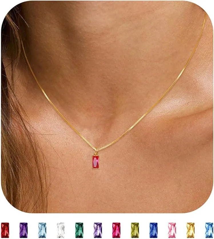 JSJOY S925 Birthstone Necklaces for Women Dainty Gold Emerald Green Necklace Sterling Silver Birthday Gifts for Teens Cubic Zirconia Diamond Necklaces Mothers Day Gifts