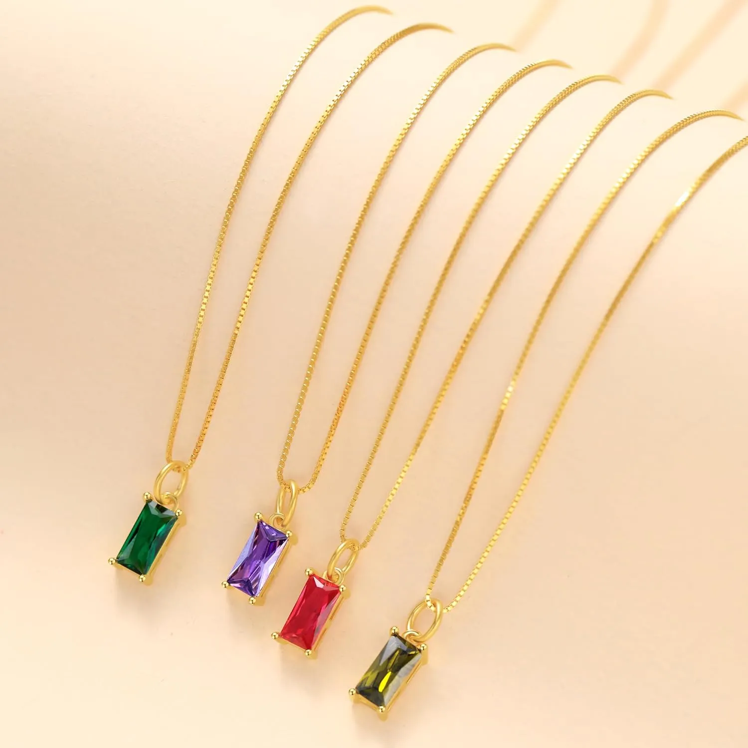 JSJOY S925 Birthstone Necklaces for Women Dainty Gold Emerald Green Necklace Sterling Silver Birthday Gifts for Teens Cubic Zirconia Diamond Necklaces Mothers Day Gifts