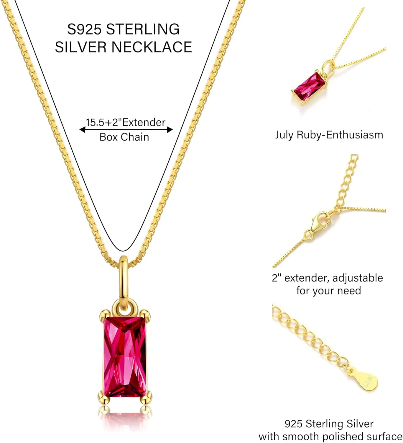 JSJOY S925 Birthstone Necklaces for Women Dainty Gold Emerald Green Necklace Sterling Silver Birthday Gifts for Teens Cubic Zirconia Diamond Necklaces Mothers Day Gifts