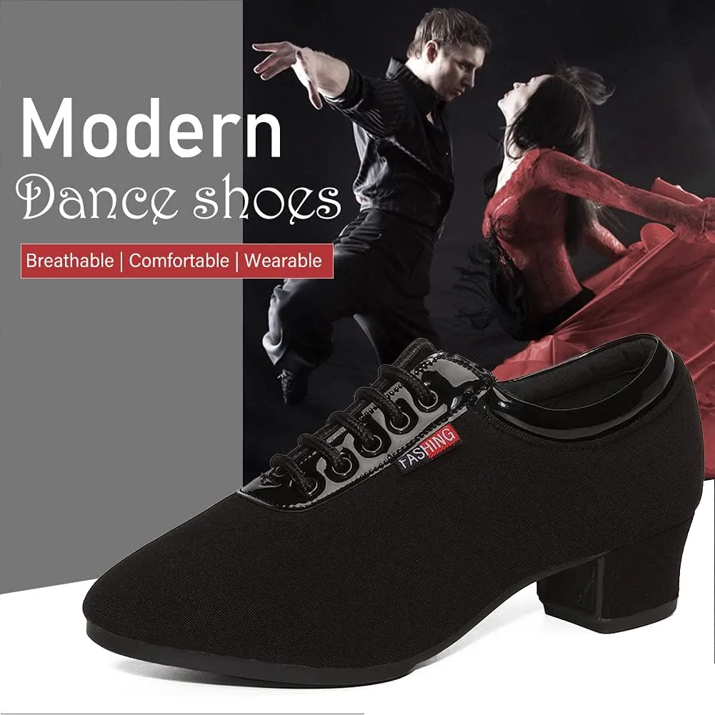 JUODVMP Men & Women Ballroom Dance Shoes Lace-up Latin Modern Salsa Dance Practice Teaching Performance Model 601