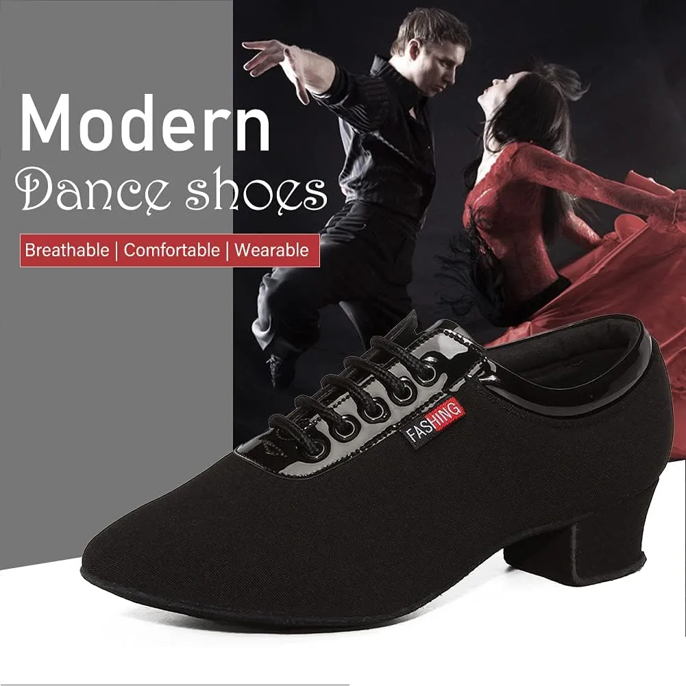 JUODVMP Men & Women Ballroom Dance Shoes Lace-up Latin Modern Salsa Dance Practice Teaching Performance Model 601
