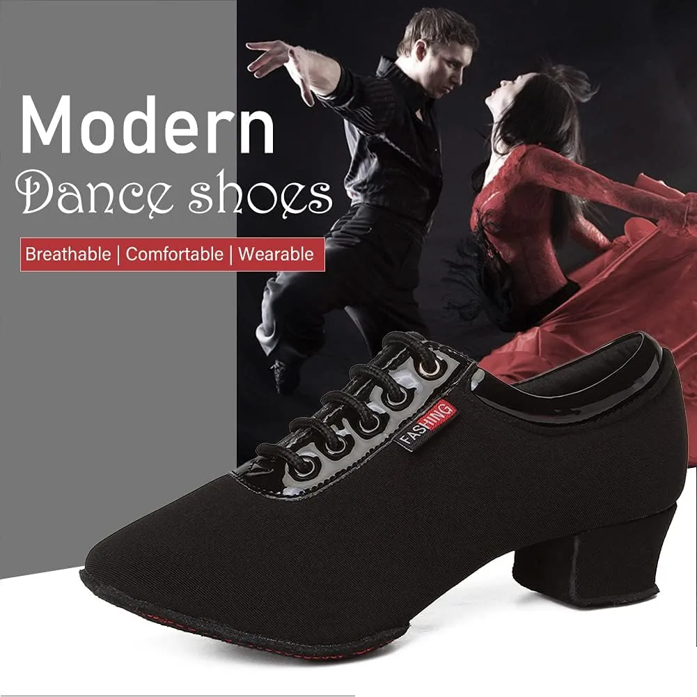 JUODVMP Men & Women Ballroom Dance Shoes Lace-up Latin Modern Salsa Dance Practice Teaching Performance Model 601