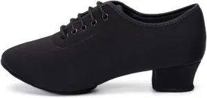 JUODVMP Women's Latin Dance Shoes Practice Closed Toe Men Ballroom Modern Salsa Dance Teaching Shoes Suede Split Sole Low Heel 3cm,Model 701, 4.5 B(M) US