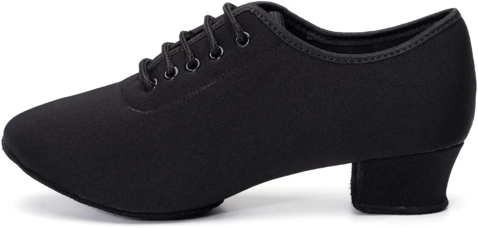 JUODVMP Women's Latin Dance Shoes Practice Closed Toe Men Ballroom Modern Salsa Dance Teaching Shoes Suede Split Sole Low Heel 3cm,Model 701, 4.5 B(M) US