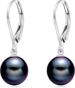 KECHO 14k Solid Gold Freshwater Pearl Drop Leverback Earrings for women Bridesmaid Gifts for Her