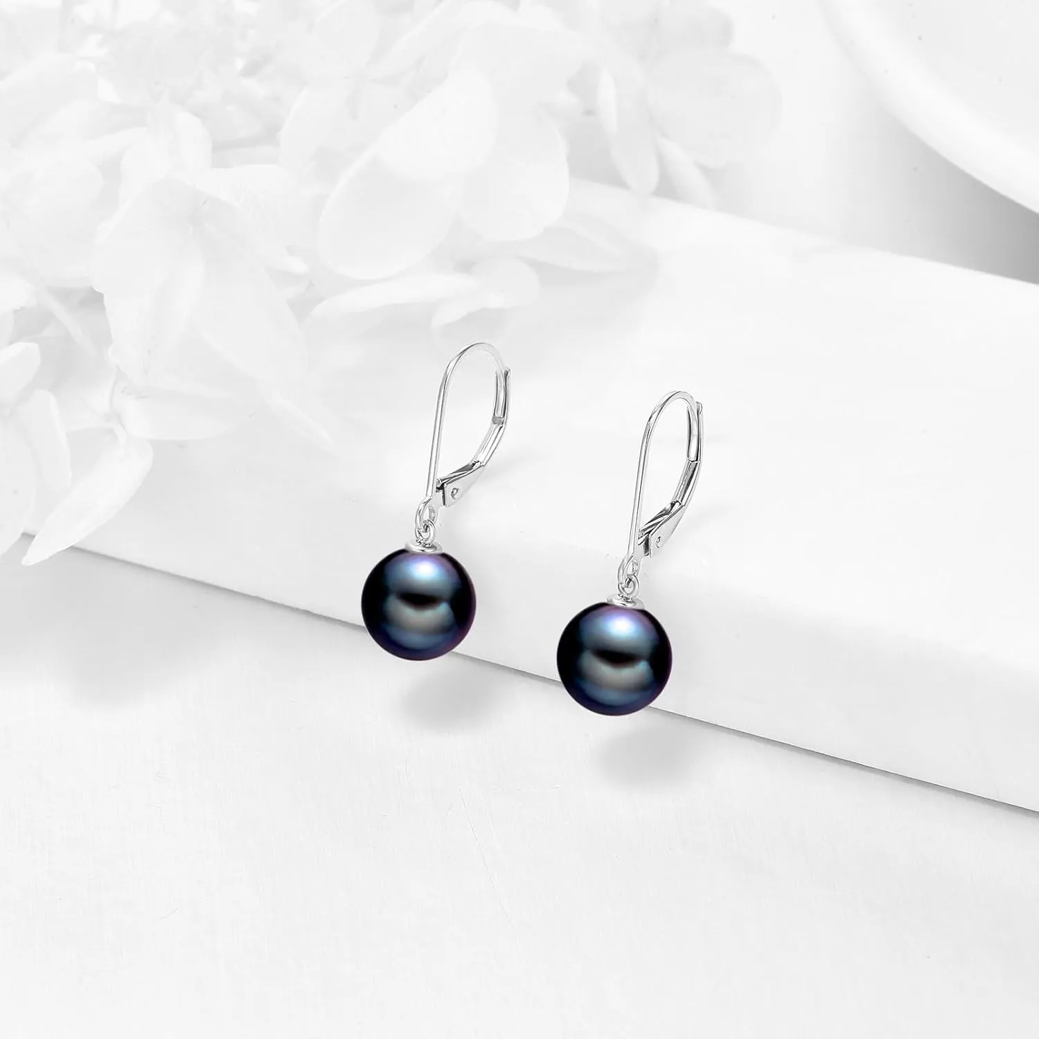 KECHO 14k Solid Gold Freshwater Pearl Drop Leverback Earrings for women Bridesmaid Gifts for Her