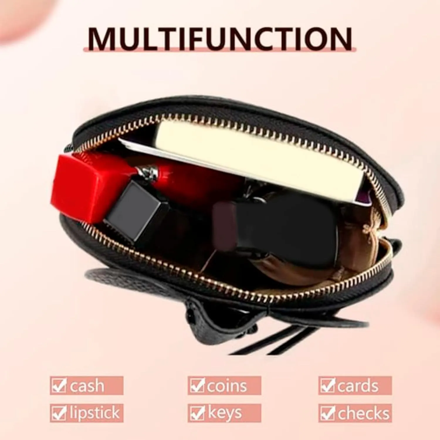 Ladies Travel Purses Wristlet Genuine Leather Credit Card Holder with RFID Blocking Women's Function Card Holder