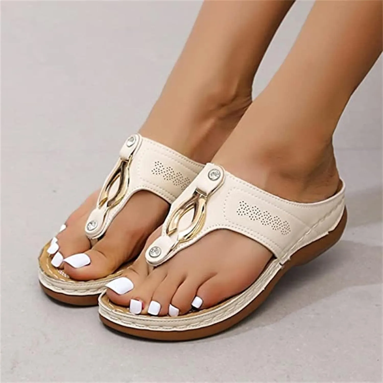 Ladmiple Orthopedic Sandals For Women Elegant Orthotic Flips Flops Arch Support Flat feet Slides Comfortable Walking Shoes