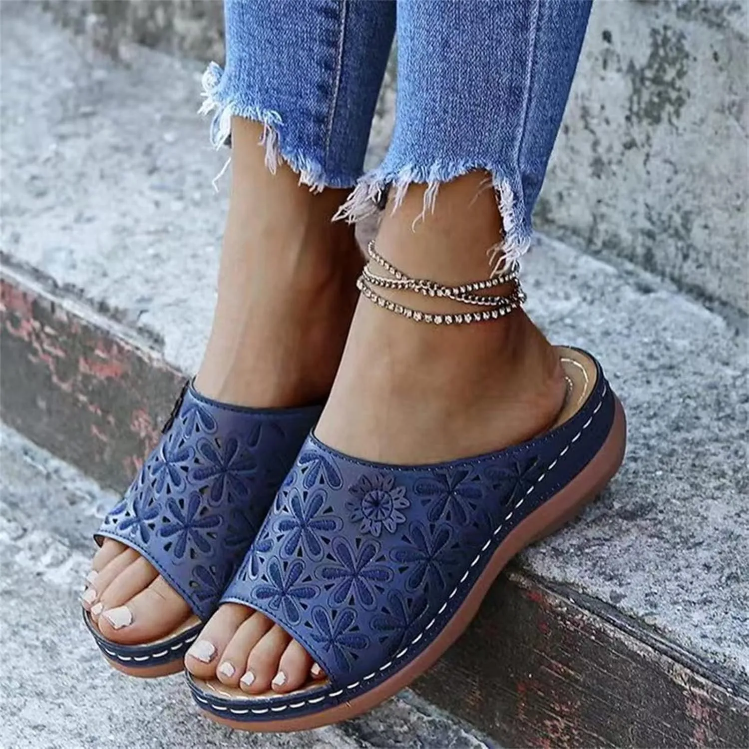 Ladmiple Orthotic Sandals For Women Plantar Fasciitis Flips Flops Comfortable Arch Support for Flat feet Orthopedic Slides