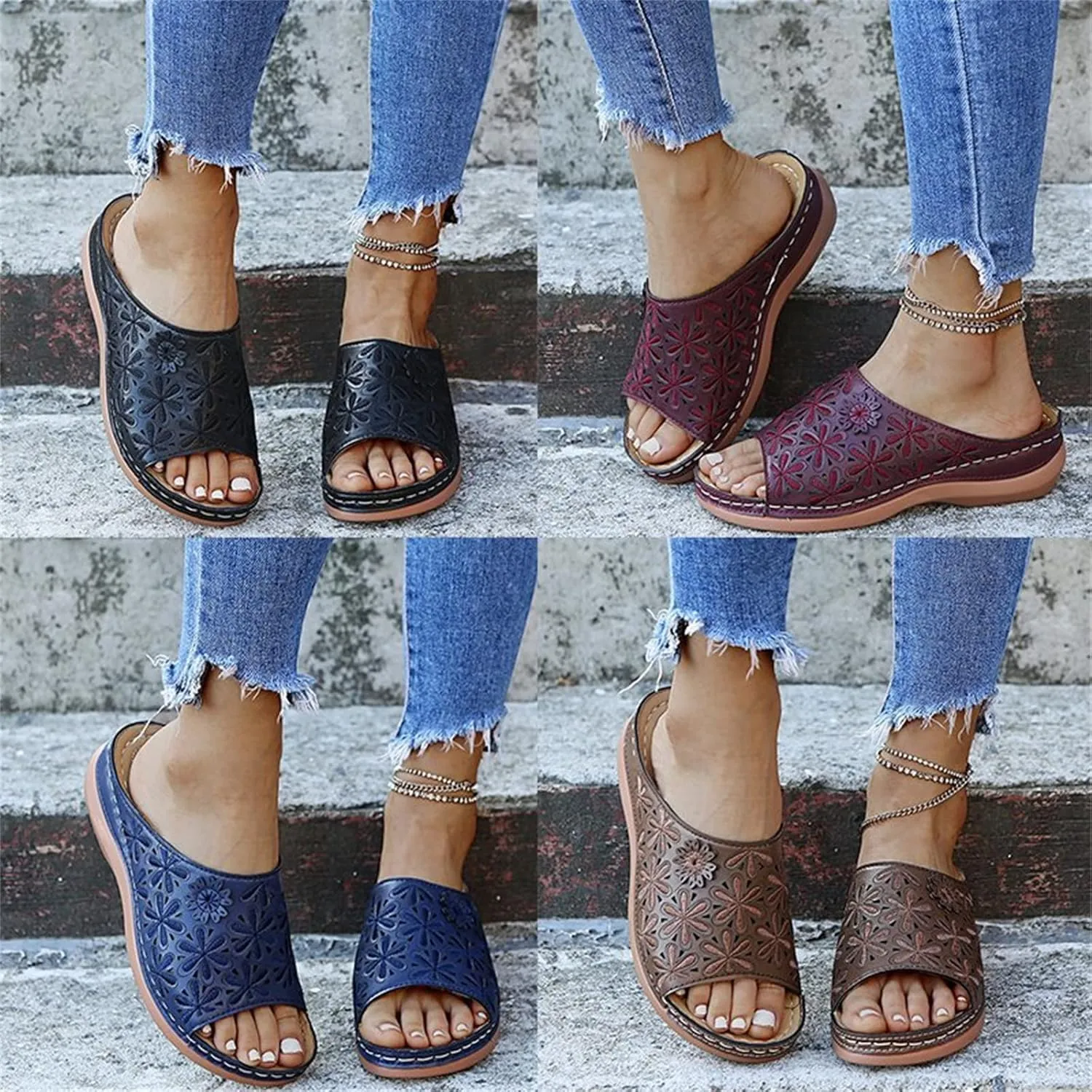 Ladmiple Orthotic Sandals For Women Plantar Fasciitis Flips Flops Comfortable Arch Support for Flat feet Orthopedic Slides