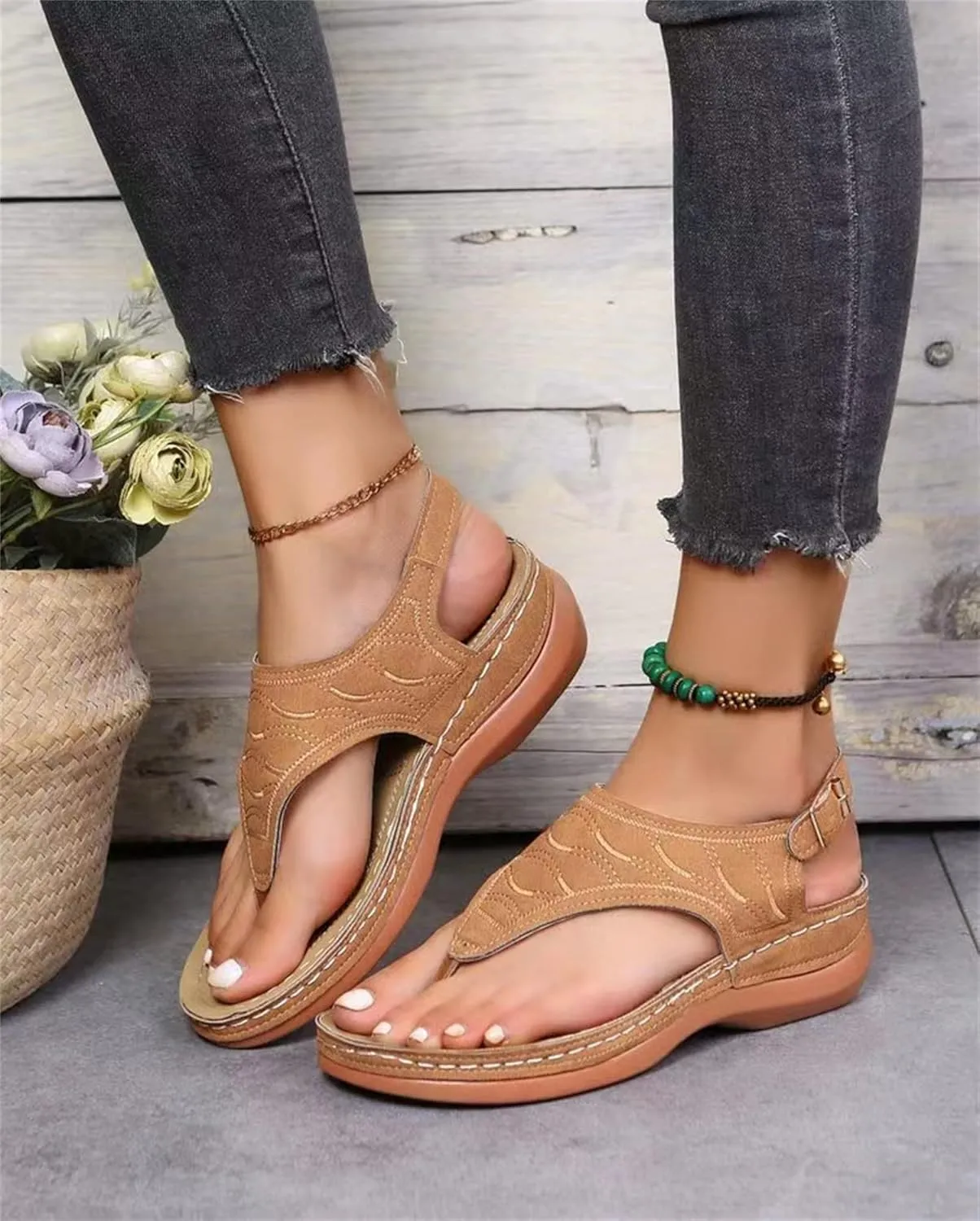 Ladmiple Orthotic Sandals For Women Wide Width Comfortable Orthopedic Slides Dressy Summer Flip Flops with Arch Support