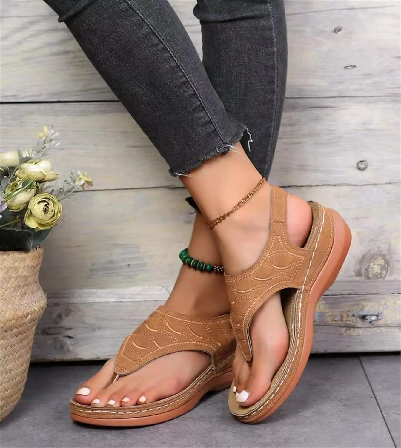 Ladmiple Orthotic Sandals For Women Wide Width Comfortable Orthopedic Slides Dressy Summer Flip Flops with Arch Support