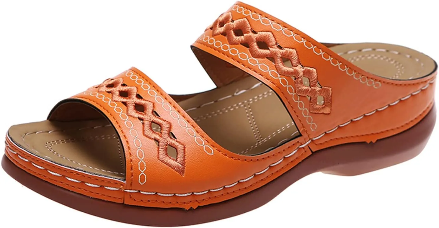 Ladmiple Sandalias para Mujer Elegantes, Sandals Women Orthopedic Open Toe Sandals Retro Anti-Slip Breathable Sandals