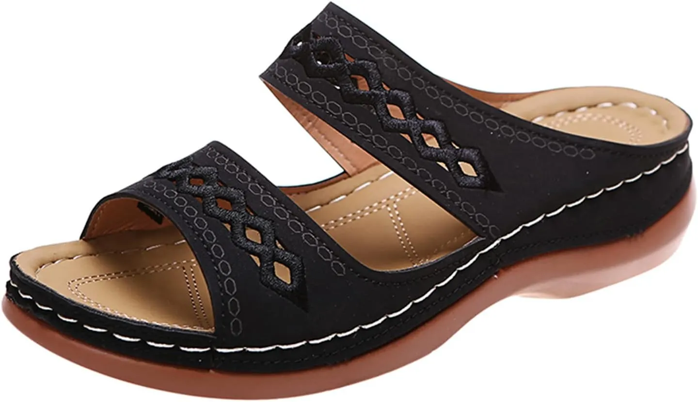 Ladmiple Sandals Women Beach Cute Orthotic Slides Comfortable Dressy Summer Walking Orthopedic Flip Flops with Arch Support