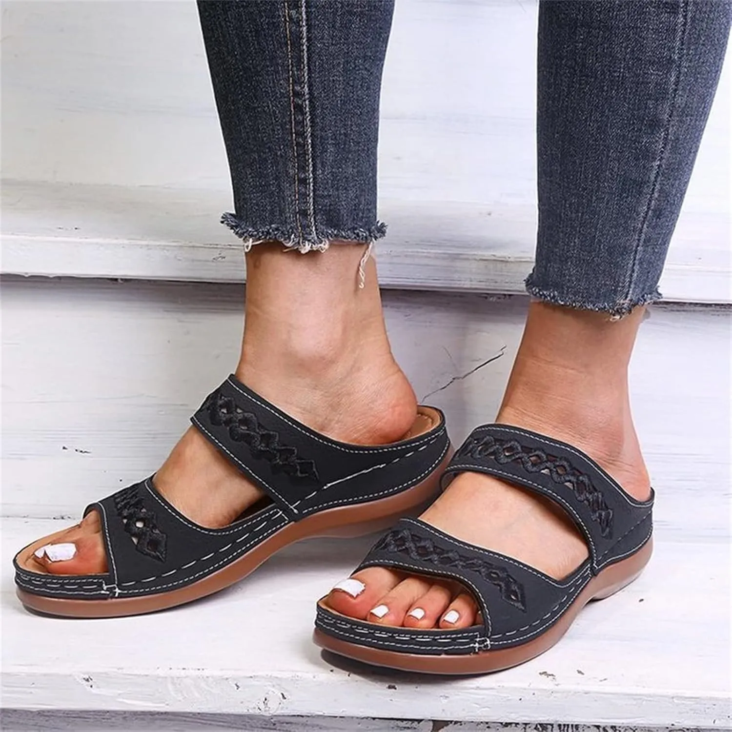 Ladmiple Sandals Women Beach Cute Orthotic Slides Comfortable Dressy Summer Walking Orthopedic Flip Flops with Arch Support