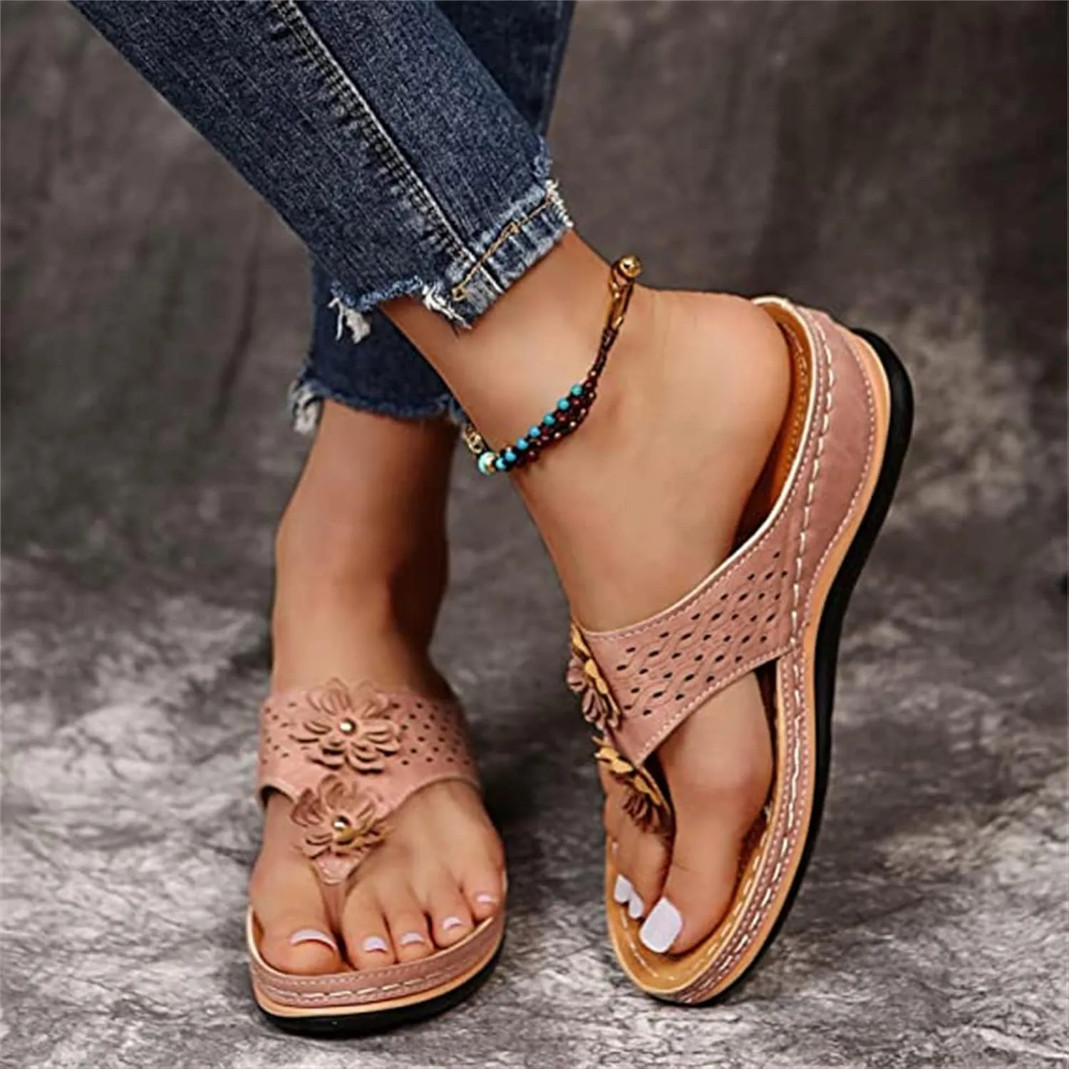 Ladmiple Sandals Women Comfortable Walking Arch Support Orthopedic Slides Slippers Dressy Summer Orthotic Flip Flops