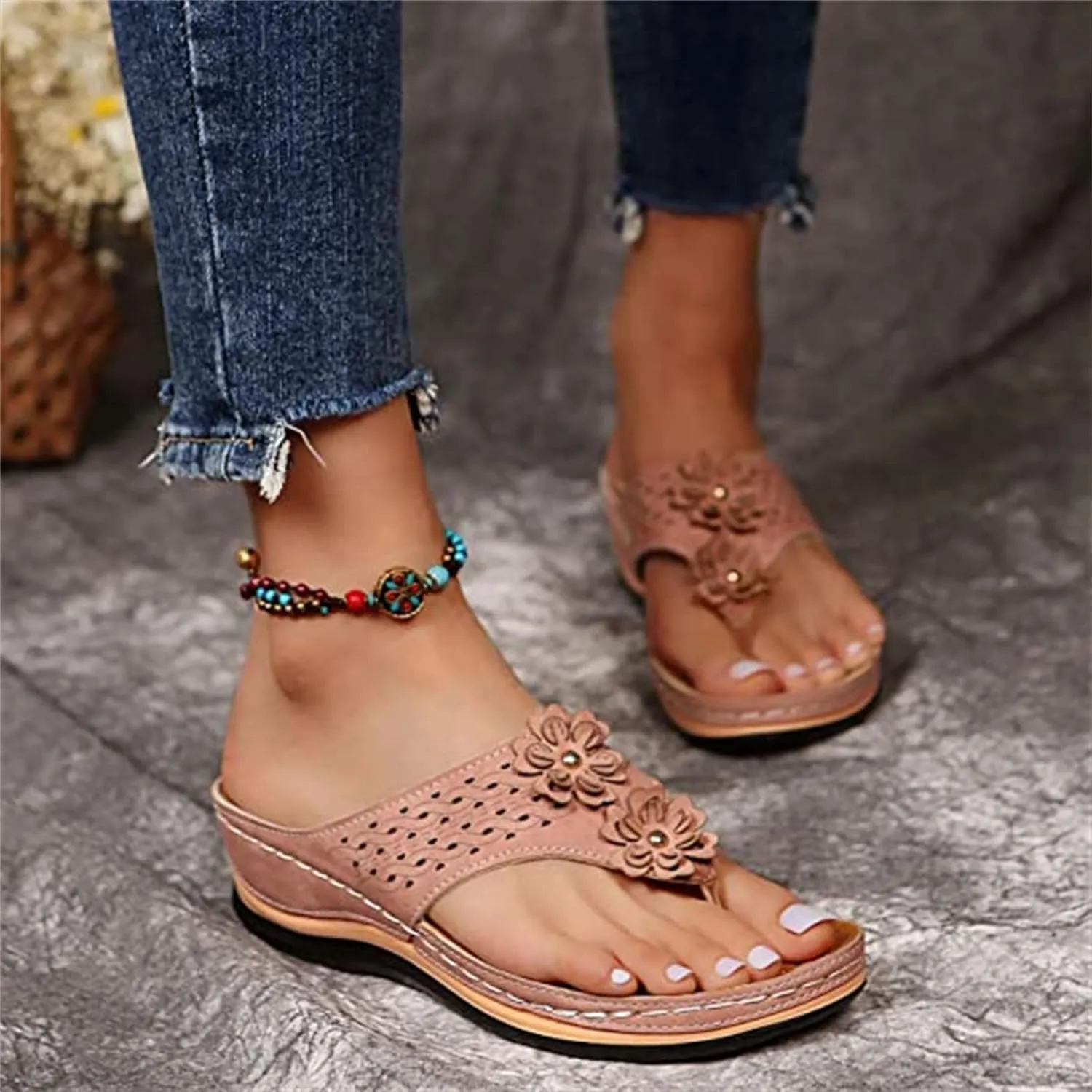 Ladmiple Sandals Women Comfortable Walking Arch Support Orthopedic Slides Slippers Dressy Summer Orthotic Flip Flops