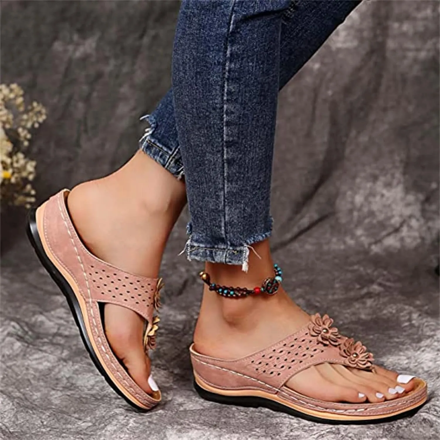 Ladmiple Sandals Women Comfortable Walking Arch Support Orthopedic Slides Slippers Dressy Summer Orthotic Flip Flops