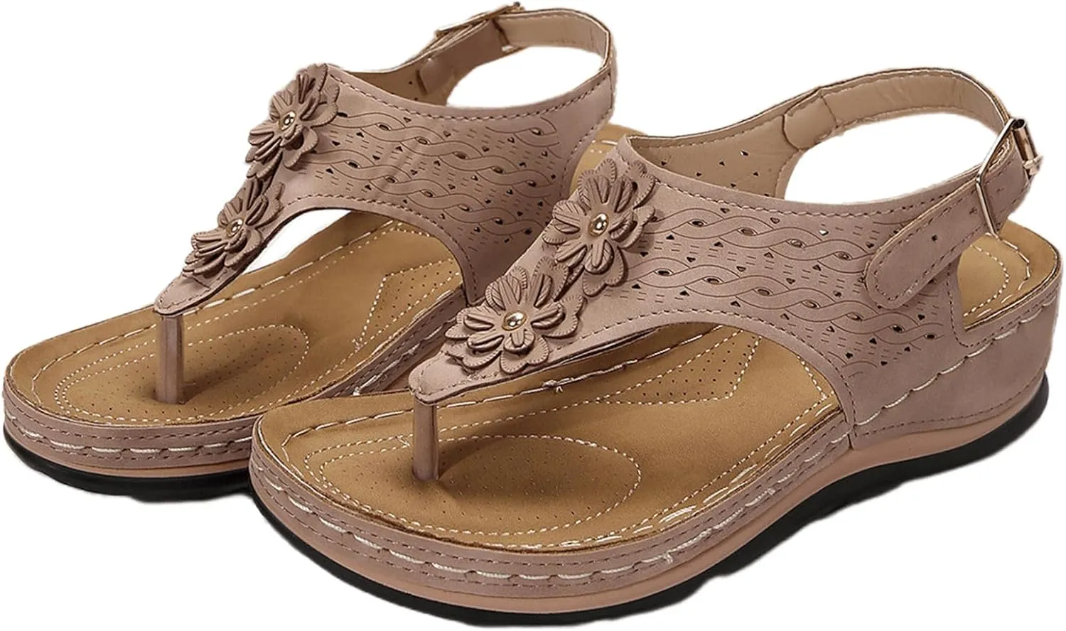 Ladmiple Sandals Women Dressy Summer Flat Flip Flops Orthotic Sandals Arch Support Comfortable Walking Orthopedic Slides