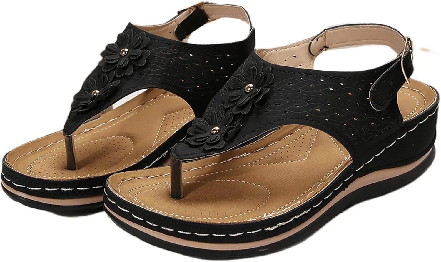 Ladmiple Sandals Women Dressy Summer Wedge Comfortable Walking Orthopedic Flip Flops Orthotic Slides with Arch Support 2024