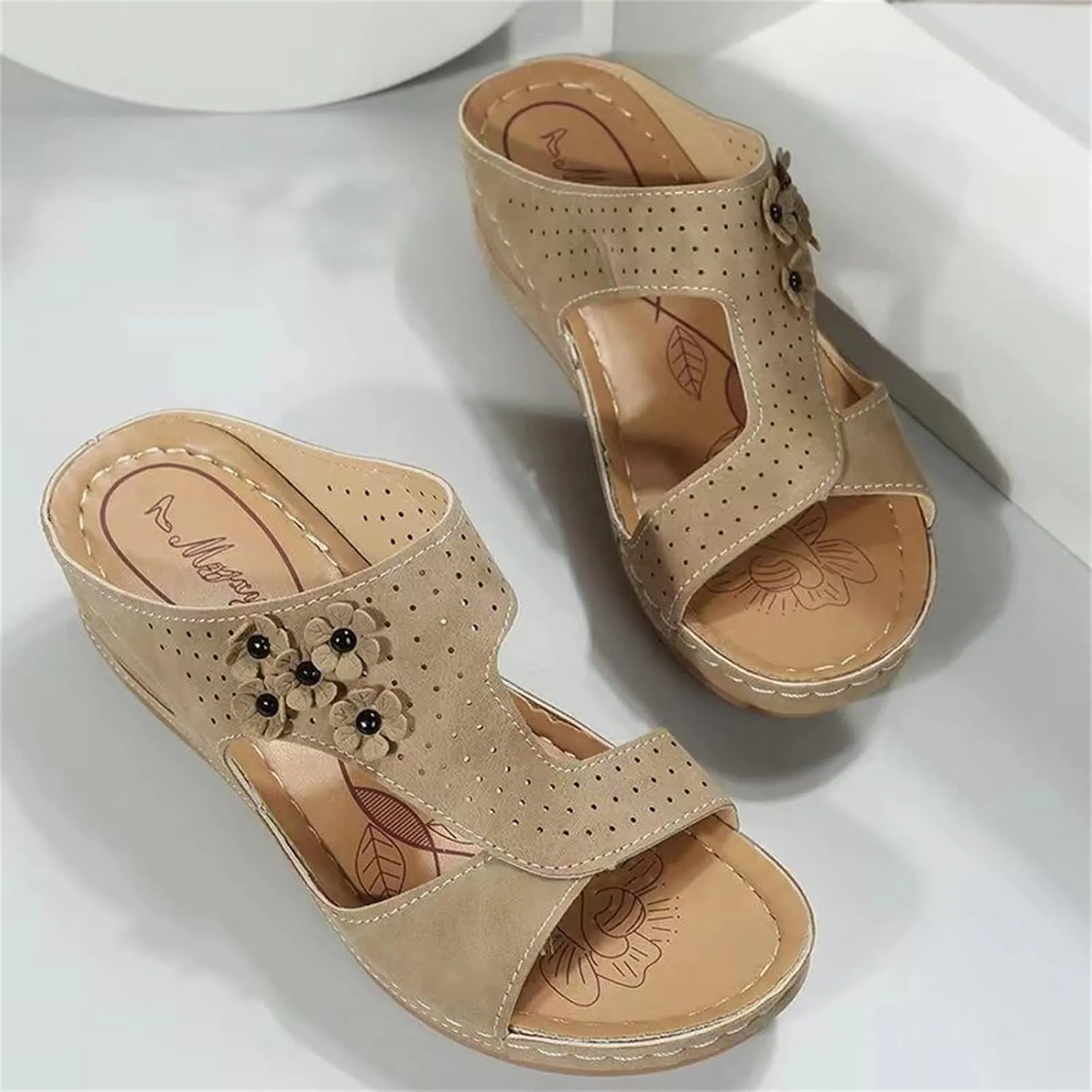 Ladmiple Sandals Women Fashion Flat Orthopedic Walking Slippers Dressy Summer Slip On Orthotic Flip Flops with Arch Support