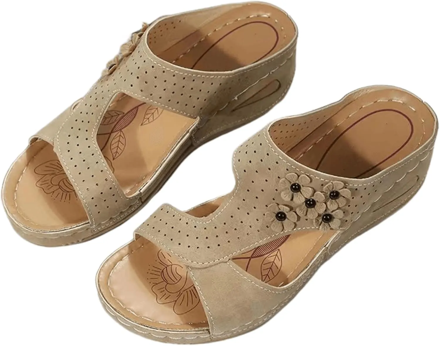 Ladmiple Sandals Women Fashion Flat Orthopedic Walking Slippers Dressy Summer Slip On Orthotic Flip Flops with Arch Support