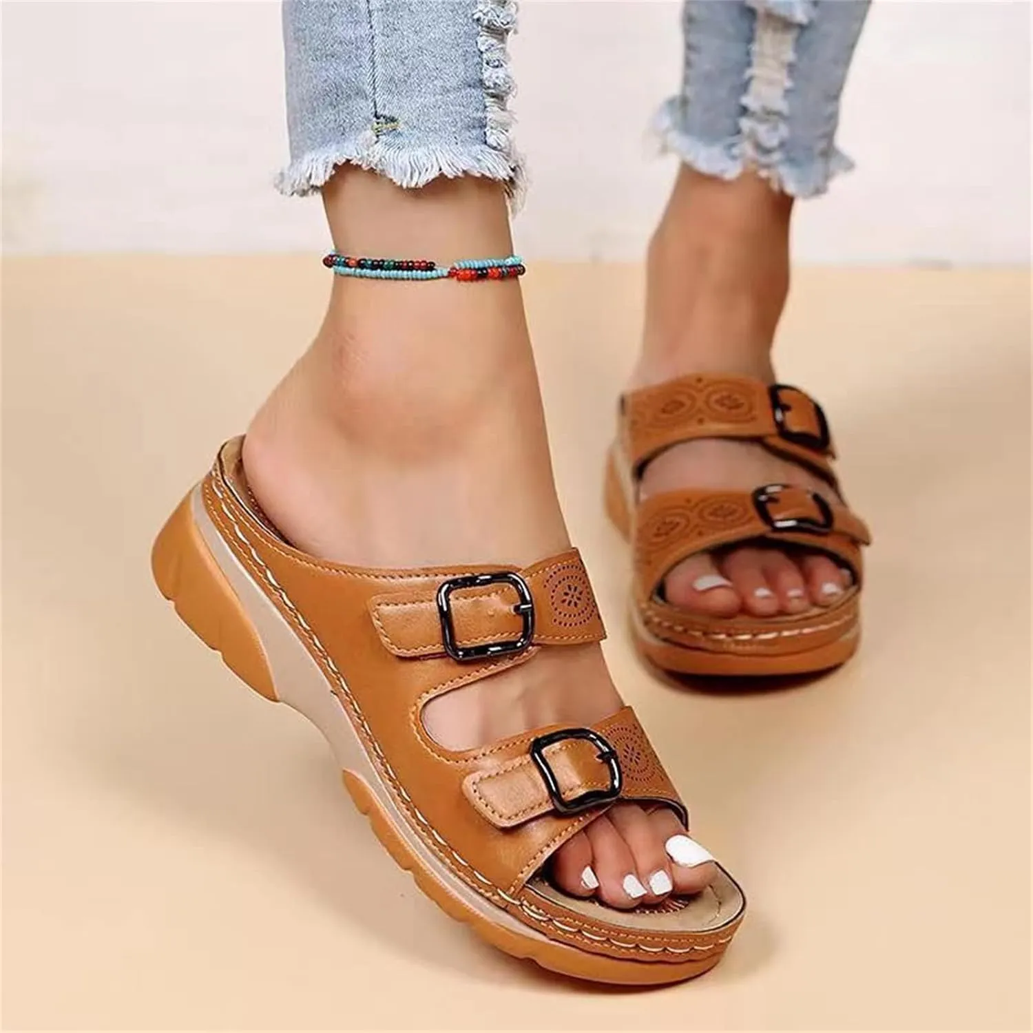 Ladmiple Womens Sandals Comfortable Walking Orthopedic Arch Support Flip Flops Dressy Summer Beach Shoes Orthotic Slides