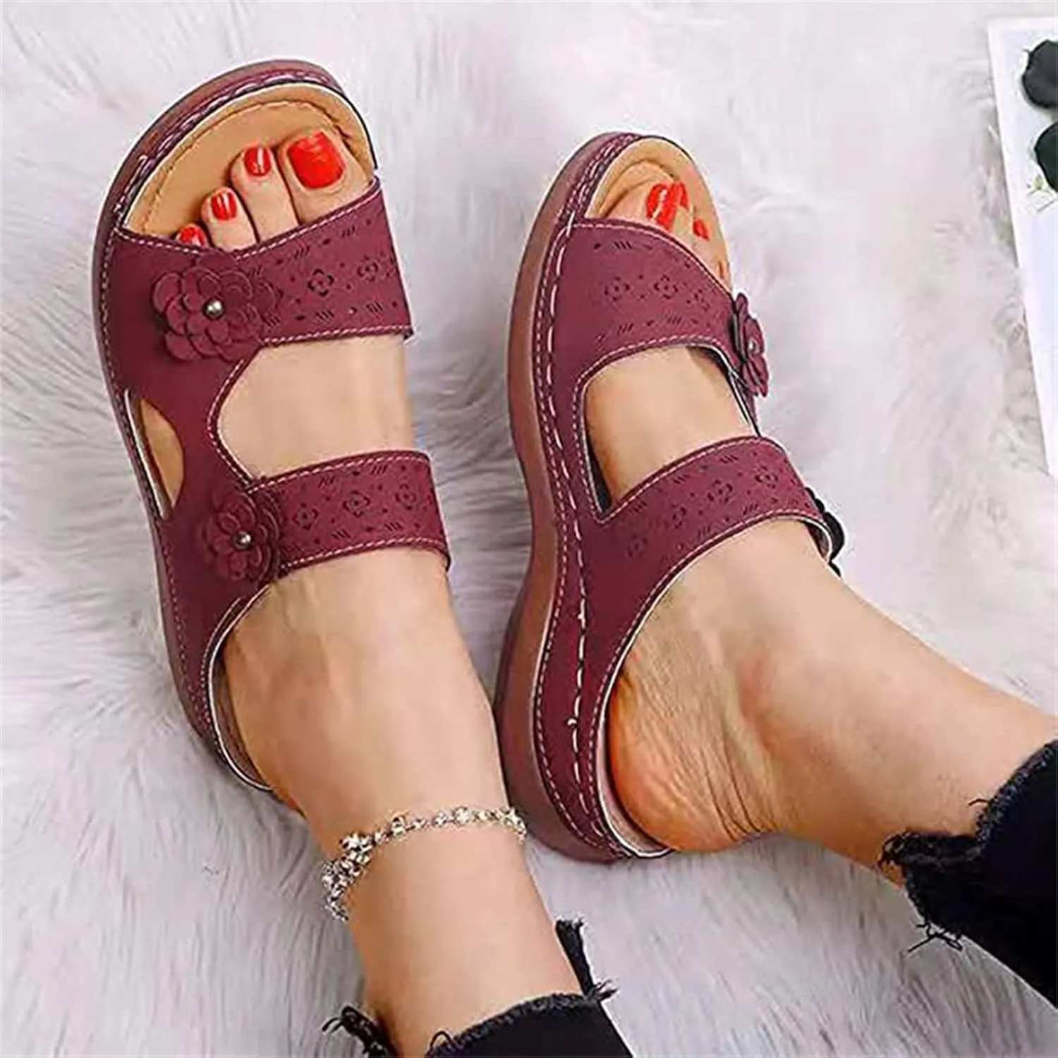Ladmiple Womens Sandals Dressy Flat Comfortable Arch Support Orthopedic Slides Orthotic Flip Flops for Plantar Fasciitis