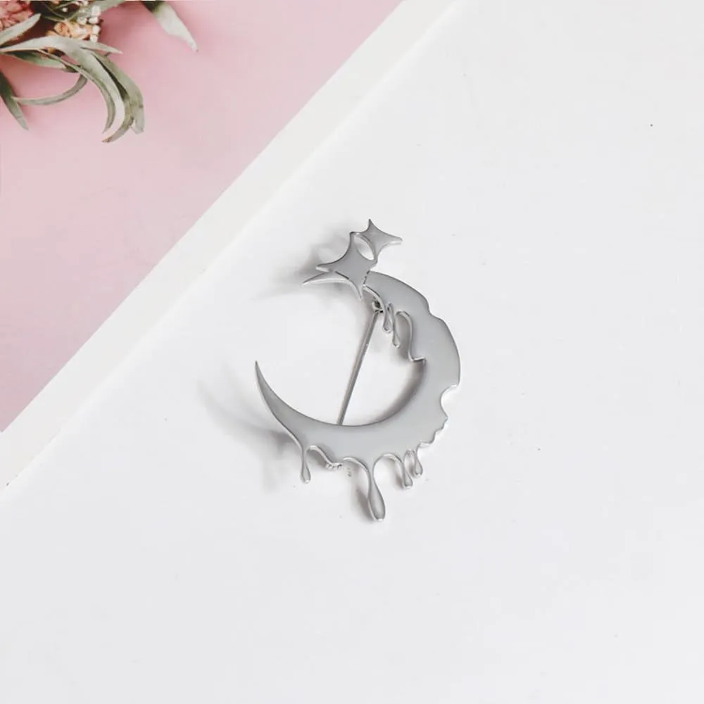 Lava Moon Star Brooches Pins Delicate Minimalist Stars Teardrop Brooch Classic for Women Men Girls Dainty Elegant Lapel Pins Dress Suit Ceremony Clothes Accessories Jewelry Valentine's Day Christmas Birthday Gifts