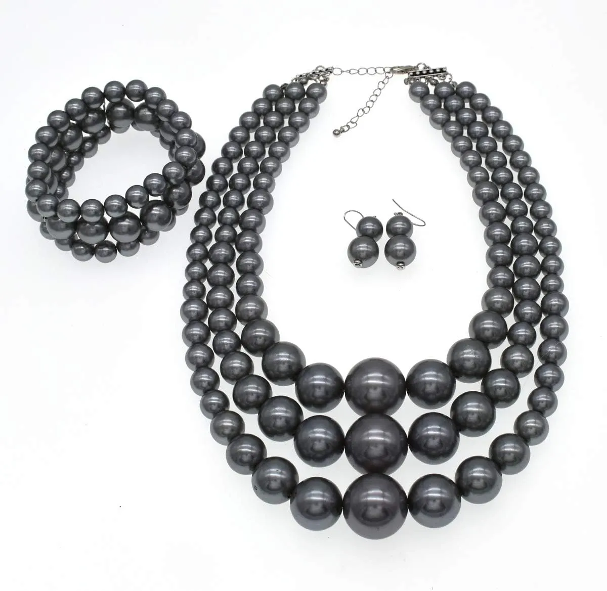 Layered Faux Pearl Necklace Set for Women Matching Earrings and Braclet with a Touch of Glamour Luxurious Shine Affordable Price-Perfect for any Occassion