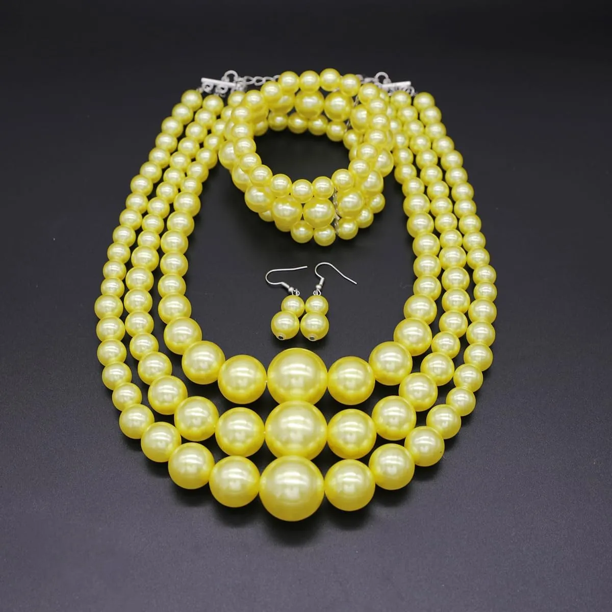 Layered Faux Pearl Necklace Set for Women Matching Earrings and Braclet with a Touch of Glamour Luxurious Shine Affordable Price-Perfect for any Occassion