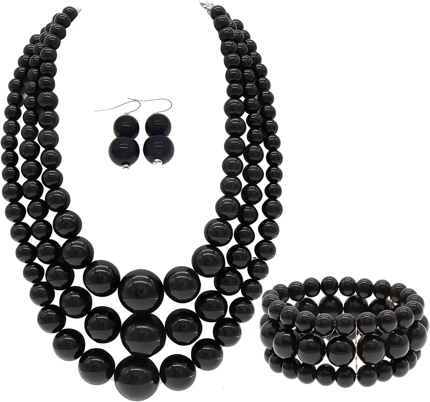 Layered Faux Pearl Necklace Set for Women Matching Earrings and Braclet with a Touch of Glamour Luxurious Shine Affordable Price-Perfect for any Occassion