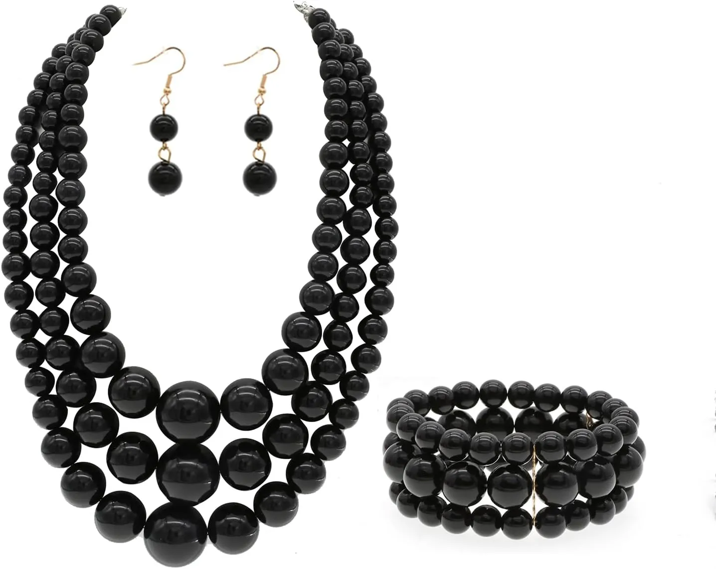 Layered Faux Pearl Necklace Set for Women Matching Earrings and Braclet with a Touch of Glamour Luxurious Shine Affordable Price-Perfect for any Occassion