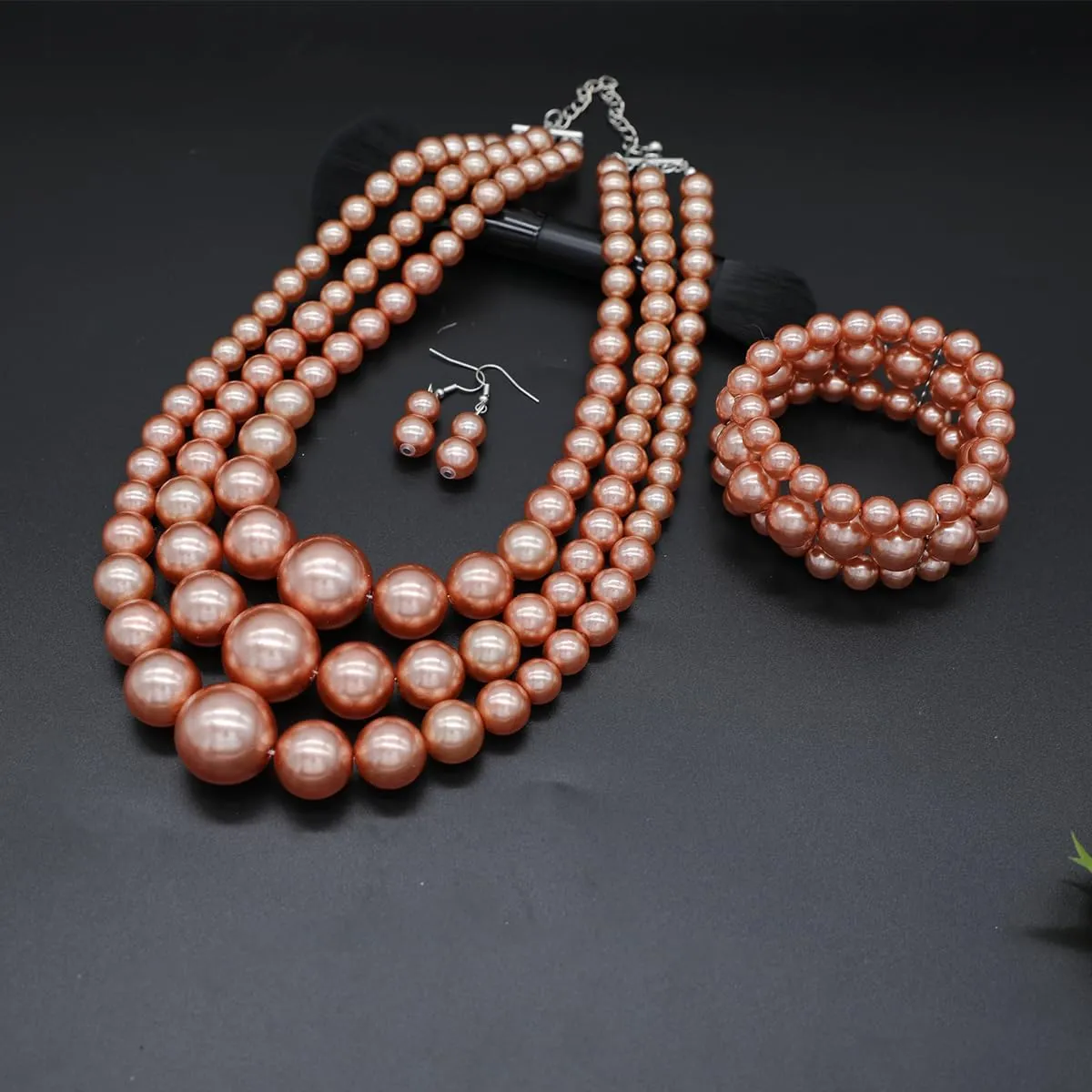 Layered Faux Pearl Necklace Set for Women Matching Earrings and Braclet with a Touch of Glamour Luxurious Shine Affordable Price-Perfect for any Occassion