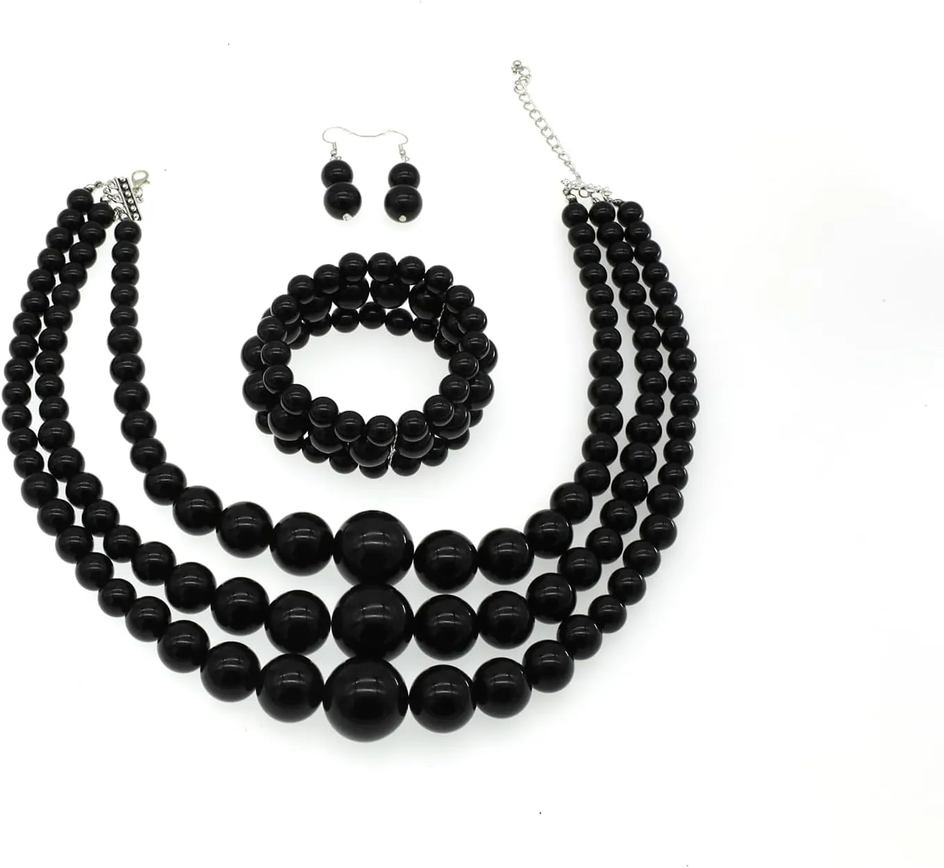 Layered Faux Pearl Necklace Set for Women Matching Earrings and Braclet with a Touch of Glamour Luxurious Shine Affordable Price-Perfect for any Occassion
