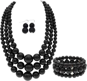 Layered Faux Pearl Necklace Set for Women Matching Earrings and Braclet with a Touch of Glamour Luxurious Shine Affordable Price-Perfect for any Occassion