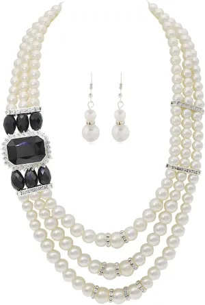 Layered Faux Pearl Necklace Set for Women Matching Earrings and Braclet with a Touch of Glamour Luxurious Shine Affordable Price-Perfect for any Occassion