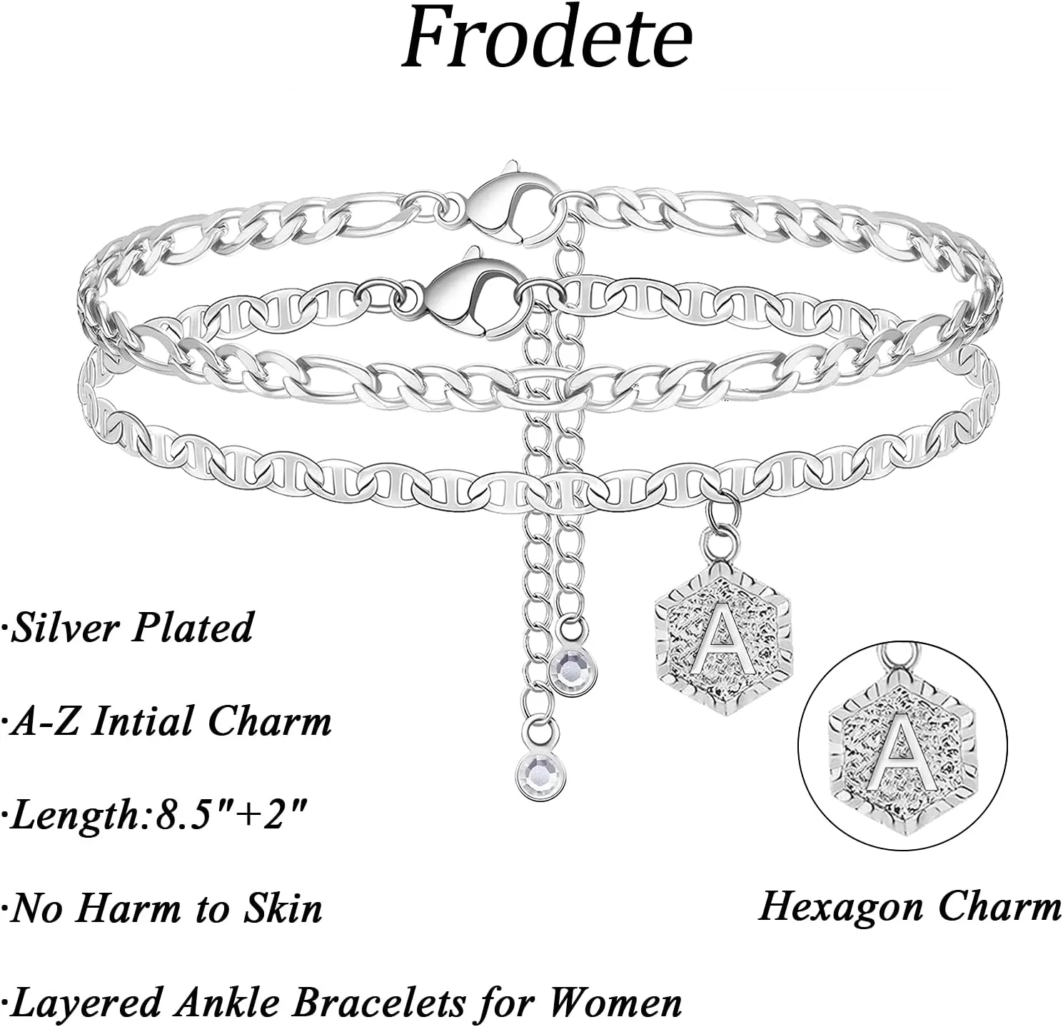 Layered Initial Ankle Bracelets for Women Name Anklet with Initials Cuban Letter Chain Anklets Cute Mariner Link Anklets A-Z Foot Jewelry for Girls