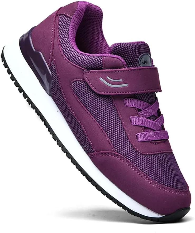 LEADER SHOW Women's Comfort Walking Shoes Casual Safety Non-Slip Elderly Hook-and-Loop Sneakers