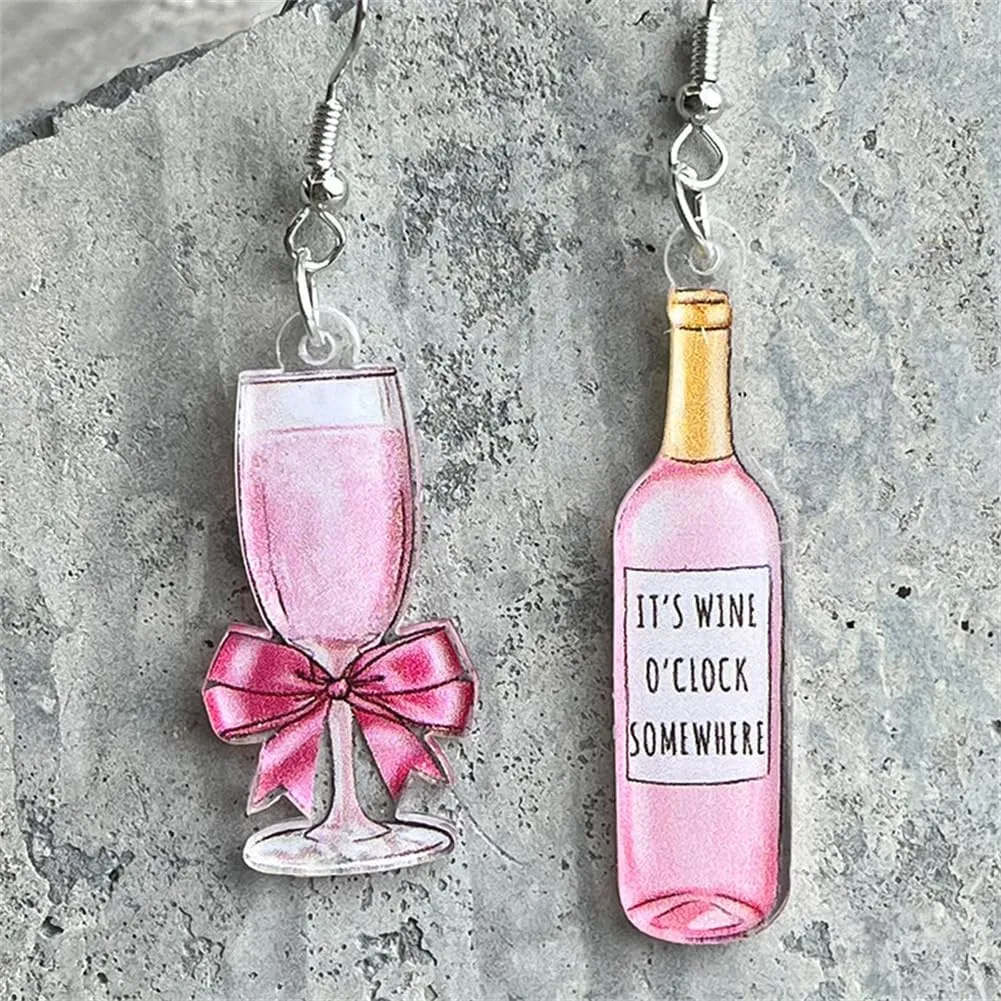 Lifelike 3D Simulation Beer Mug Red Wine Glass Earrings Miniature Creative Wine Glass Dangle Drop Earrings for Women Funny Acrylic Food Ear Jewelry