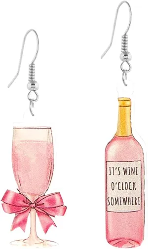 Lifelike 3D Simulation Beer Mug Red Wine Glass Earrings Miniature Creative Wine Glass Dangle Drop Earrings for Women Funny Acrylic Food Ear Jewelry