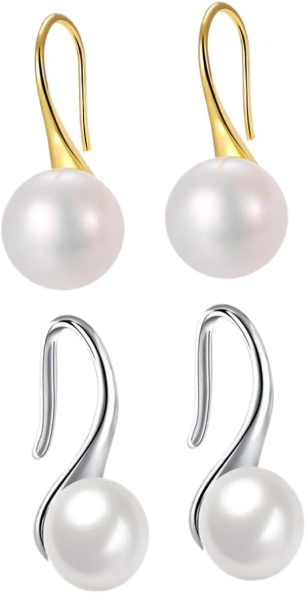 LIFKOME Pearl Earrings Studs Minimalist Fashion Dangle Earrings for Women Pearl Hoops