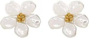 Light Luxury Baroque Pearl Flower Women's Earrings, S925 Silver Needle Hypoallergenic Women's Jewelry Gift Birthday Gift
