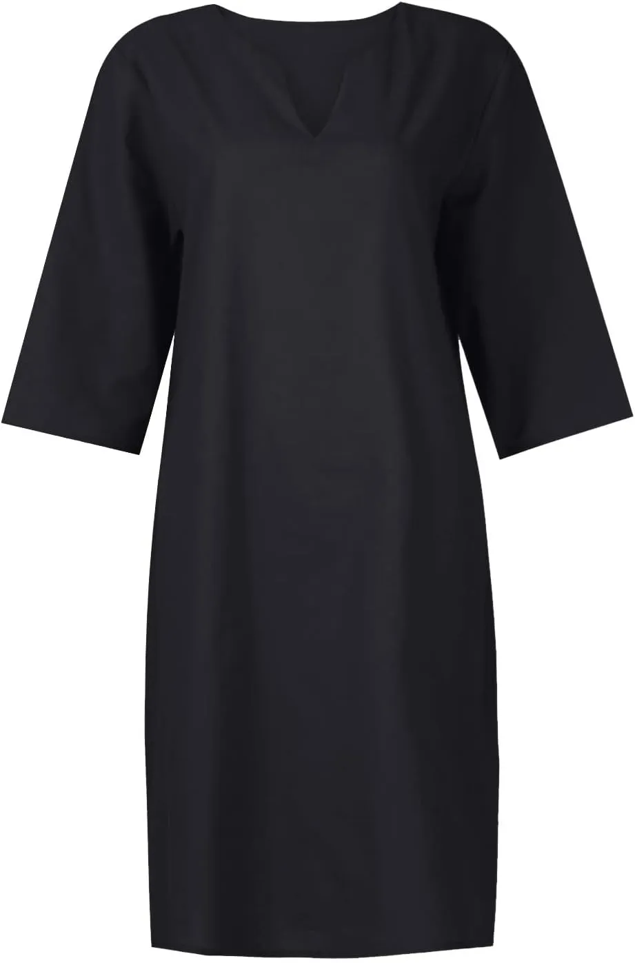 Linen Dresses for Women 2025 Summer Casual V Neck Half Sleeve Midi Dress Spring Vacaion Clothes
