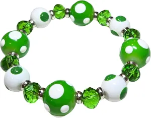 Linpeng Polka Dots Glass Beaded Stretch Bracelet, Christmas Birthday Gift Idea for Her, 1 pc (Green)