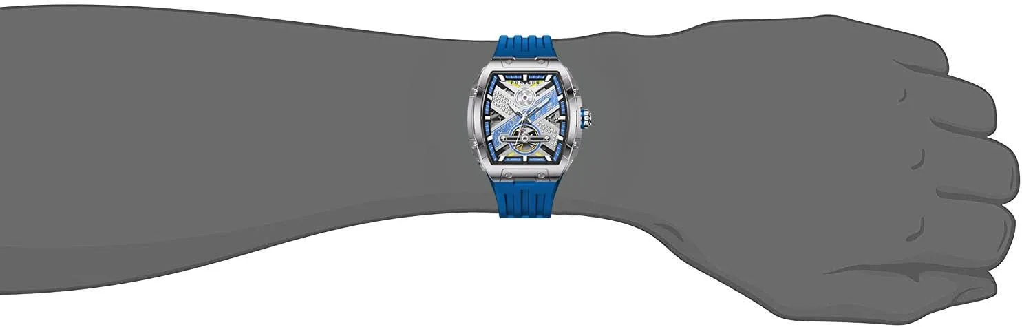 LOBINNI Men's Watch Mechanical Waterproof Tonneau Square Fashion Luxury Wrist Watches for Men Rubber Band Stainless Steel Case