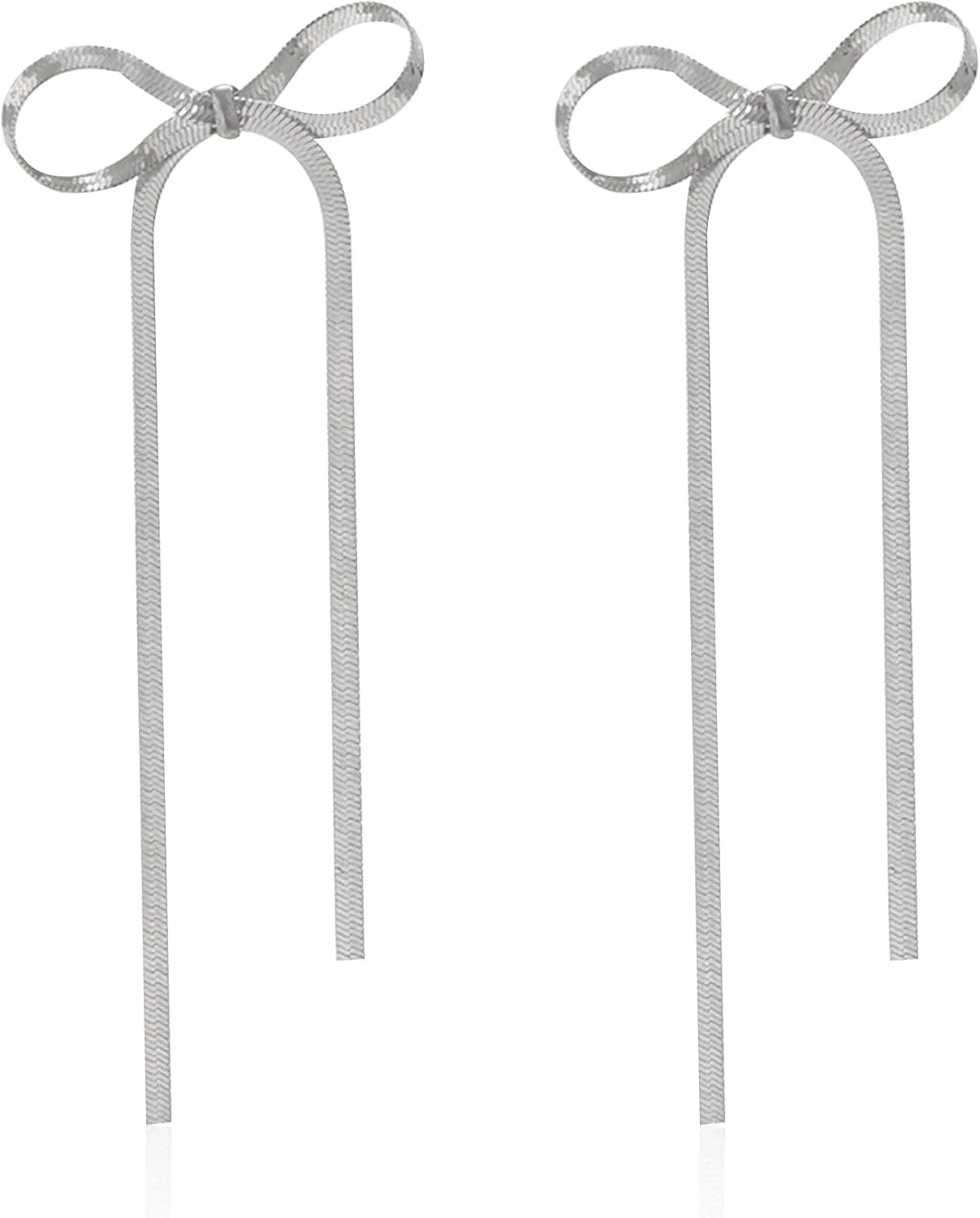Long Chain Bow Dangle Drop Tassel Earrings for Women Statement Ribbon Fringe Stud Earring Wedding Prom Jewelry Gifts