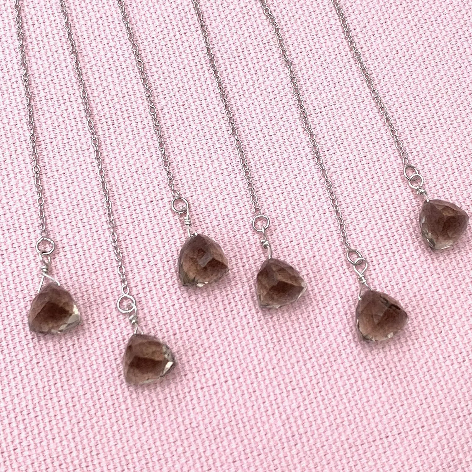 Long Chain Threader Earrings, Tassel Handmade Gemstones Quartz Crystals, Hypoallergenic 925 Sterling Silver, Jewelry Gifts for Girls Woman (smoky-quartz triangle)