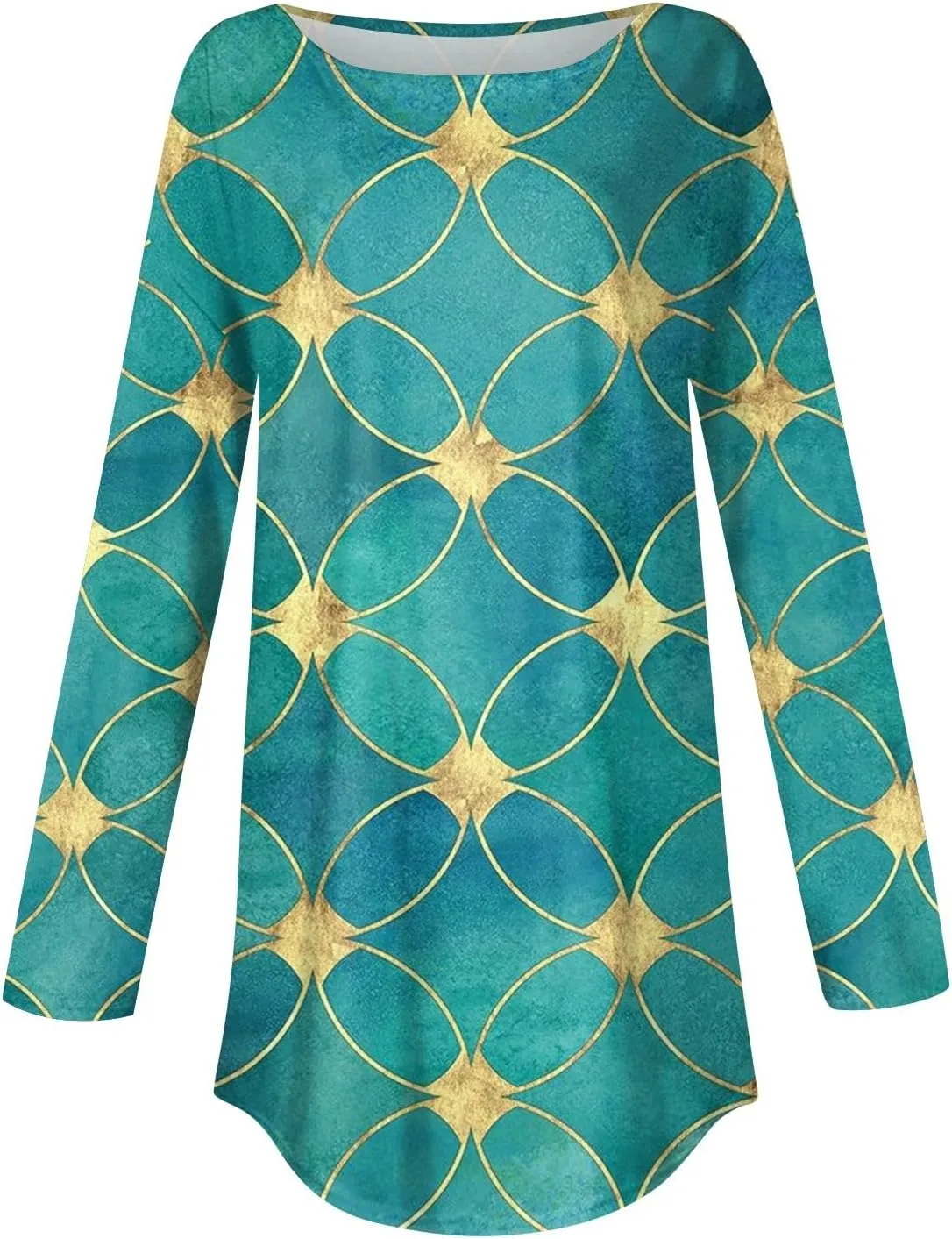 Long Sleeve Shirts for Women Crewneck Basic Tunics Tops Casual Comfy Printed Blouse Fashion Spring 2025